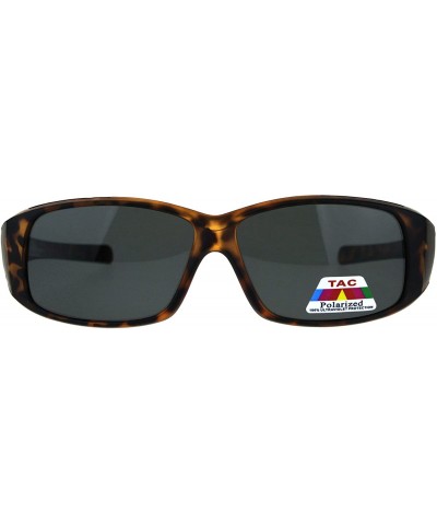 TAC Polarized Lens Fit Over Sunglasses OTG Rectangular Anti-Glare Matte Tort - Brown - C218EU9XKSX $8.19 Rectangular