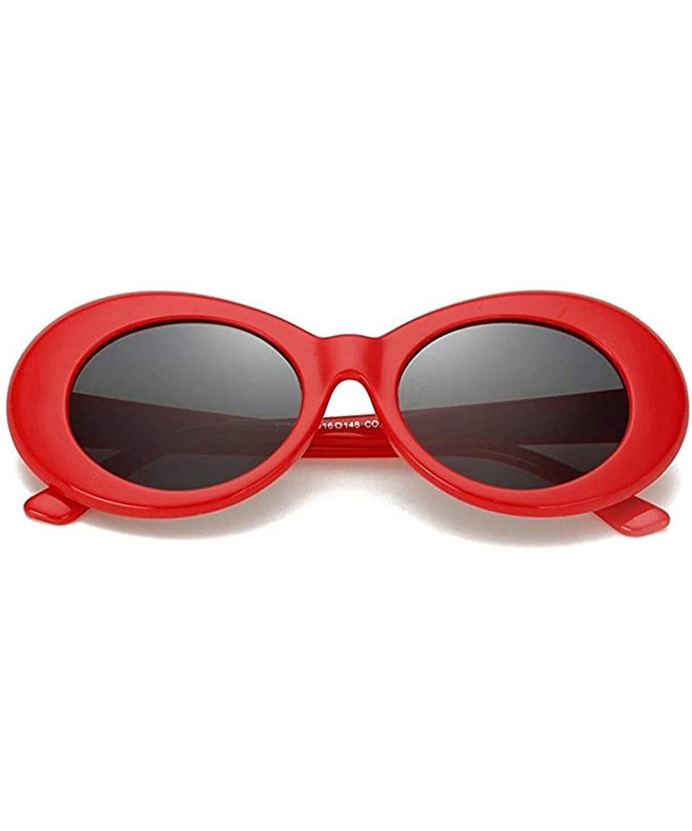 Retro Clout Goggles Oval Sunglasses Mod Thick Frame Kurt Cobain - Red - C11887EWZ4S $5.84 Oversized