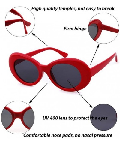 Retro Clout Goggles Oval Sunglasses Mod Thick Frame Kurt Cobain - Red - C11887EWZ4S $5.84 Oversized