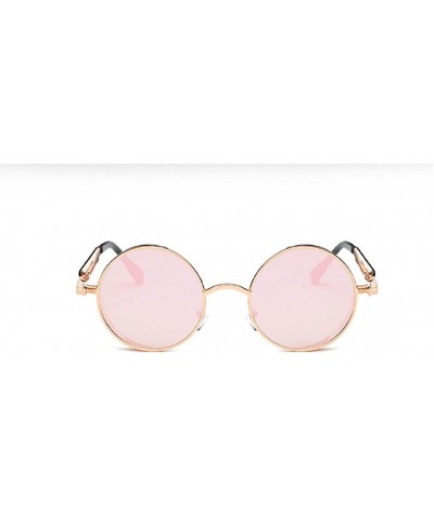 Vintage Hippie Retro Metal Round Circle Frame Sunglasses - Rose Red - CJ182EY7GKN $5.44 Goggle