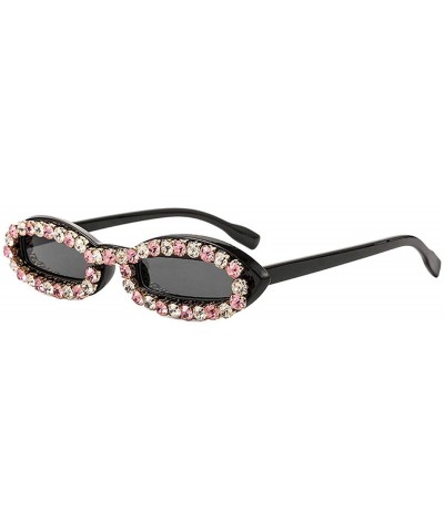 2020 Fashion Vintage Oval Sunglasses Women Rhinestone Men Luxury Retro Small Shades - Pink - C9198A7KDY7 $36.69 Oval