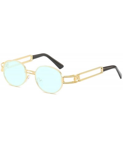 Vintage Designer Fashion Sunglasses Oval Frame UV Protection - Gold-blue - CH184UXK8NR $6.51 Oval