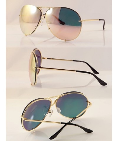 Retro Rimless Oversize Round Color Tinted Mirrored Sunglasses A031 A032 - Pink Revo - CL186EUCO0O $10.39 Rimless