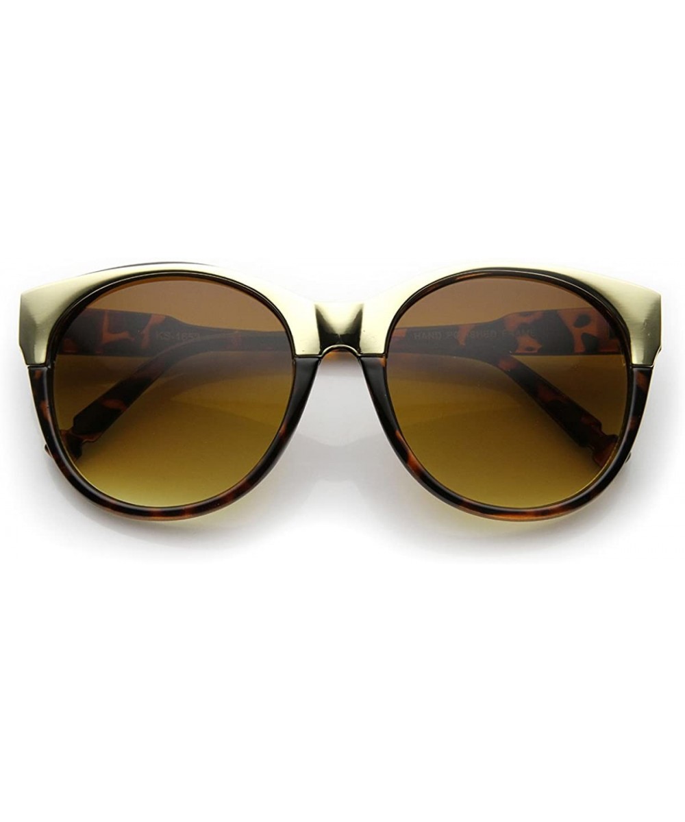 Womens Oversized Pointed Gold 2-Tone Cat Eye Sunglasses - Tortoise Amber - CE11XSZ839L $9.42 Cat Eye