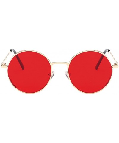 Classic Round Circle Mirrored Sunglasses Unisex Women Men Hippie Glasses - Style 1-red - CF18ZEZID7E $9.68 Round