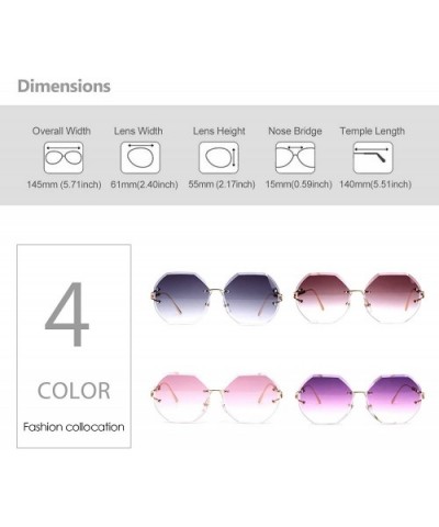 Trendy Oversized Rimless Diamond Cutting lens Sunglasses For women UV400 - Gradient Pink Lens - C818N0CUIS2 $13.63 Goggle