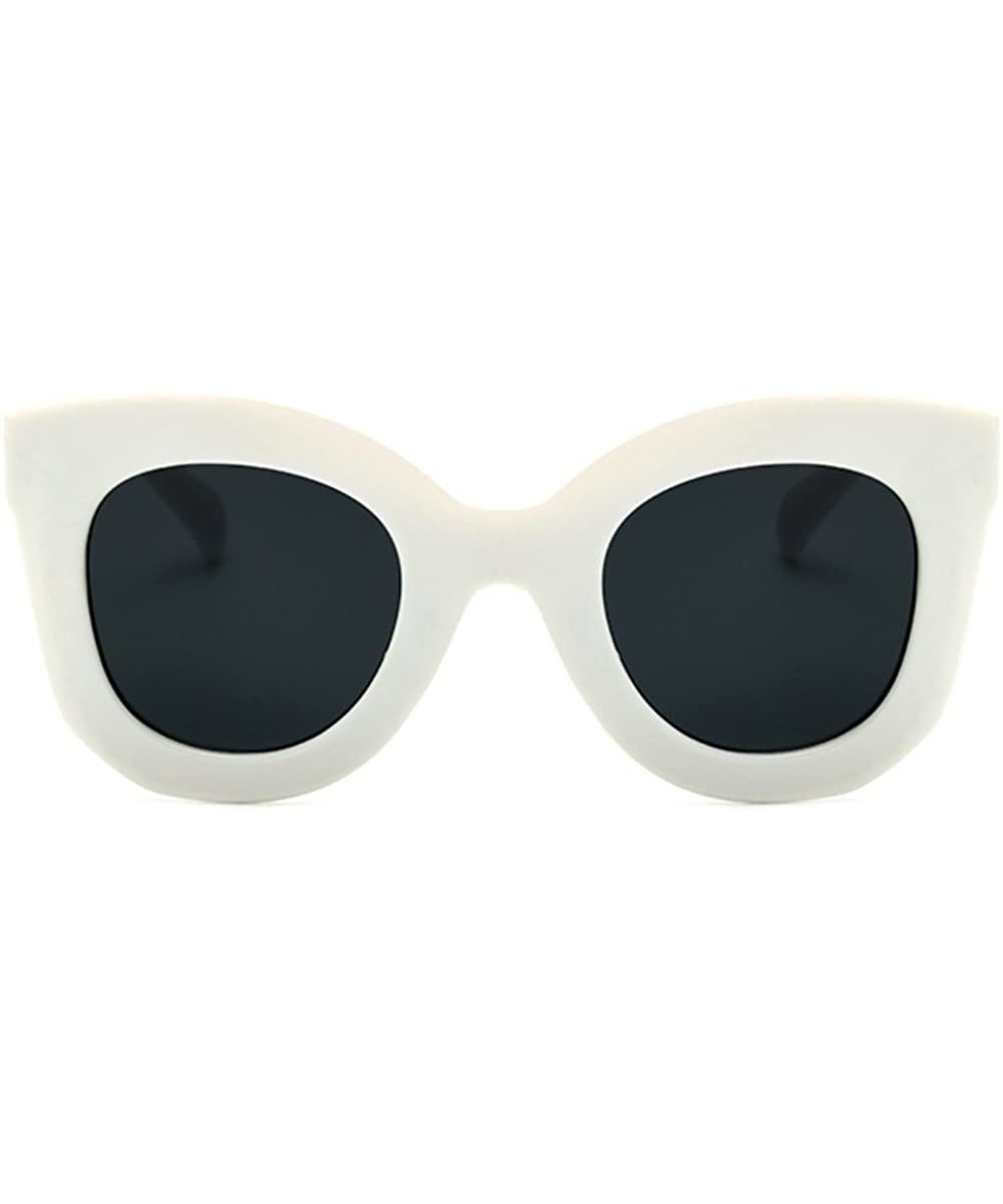 Butterfly Sunglasses Semi Cat Eye Glasses Plastic Frame Clear Gradient Lenses - White - CT182L4N6G7 $13.63 Butterfly