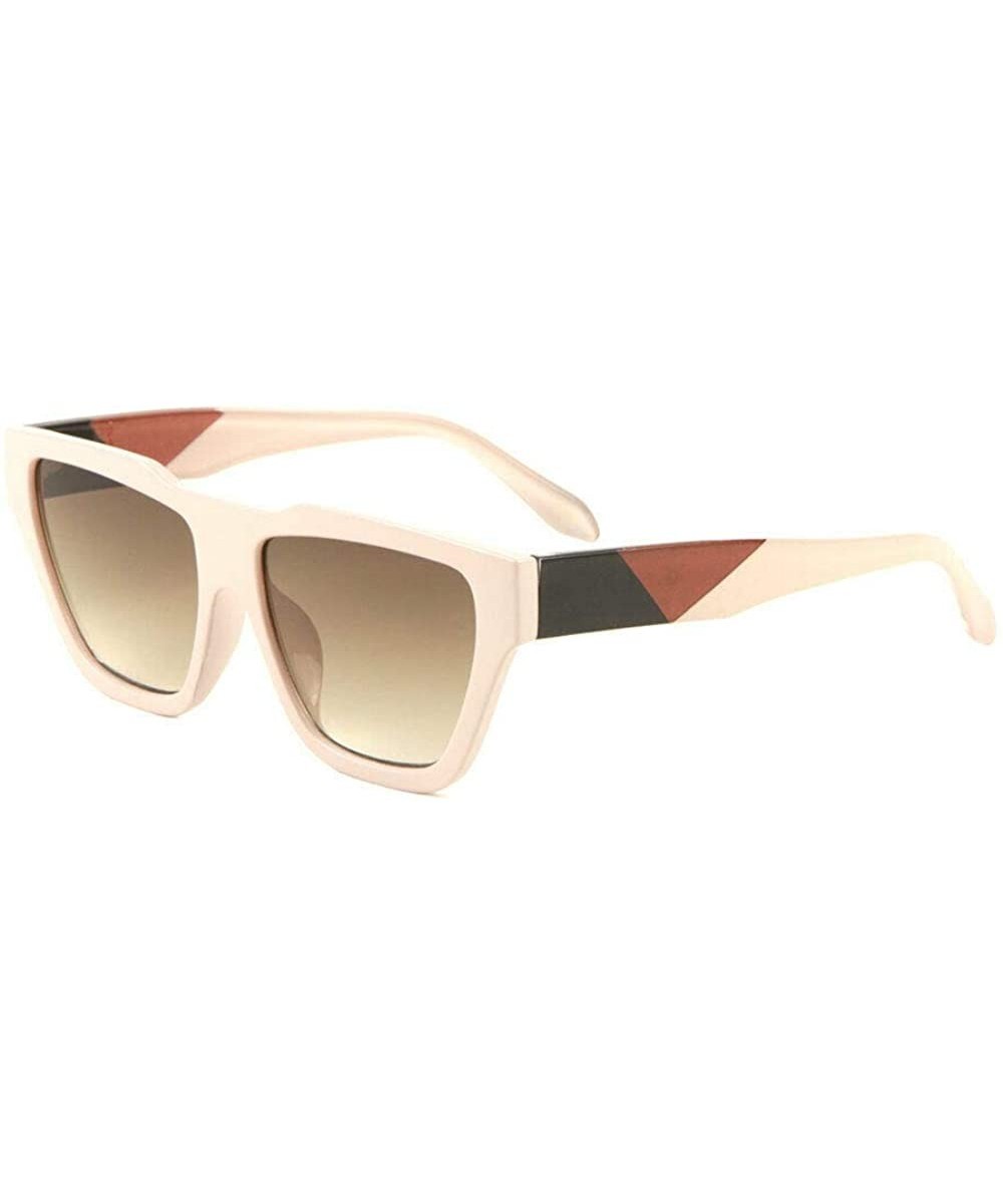 Posh Women's Square Bold Frame Horned Abstract Sunglasses - Blush Pink- Black & Brown Frame - CZ18UXZCWE2 $6.30 Square