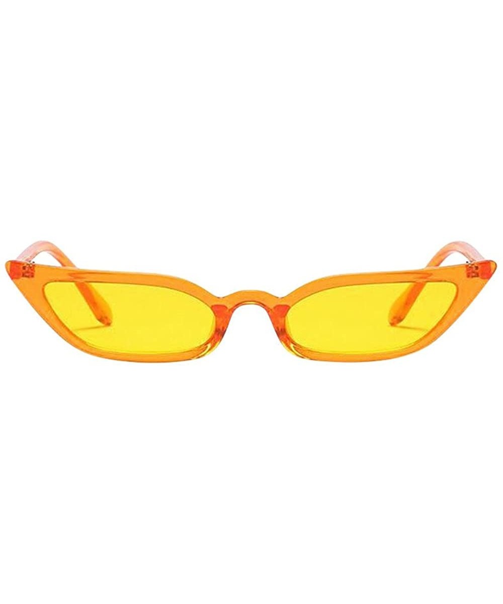 Women Vintage Cat Eye Sunglasses Retro Small Frame UV400 Eyewear Fashion Ladies - Yellow - C9193XIKQ8R $7.57 Rimless
