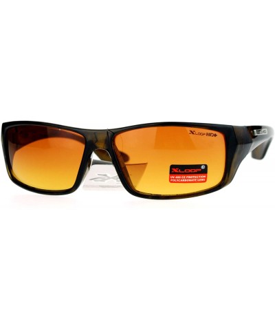 Mens High Definition HD Driving Amber Lens Rectangular Plastic Sport Sunglasses - Tortoise - CN119QO9O3R $8.80 Rectangular