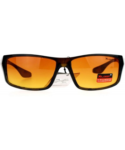 Mens High Definition HD Driving Amber Lens Rectangular Plastic Sport Sunglasses - Tortoise - CN119QO9O3R $8.80 Rectangular
