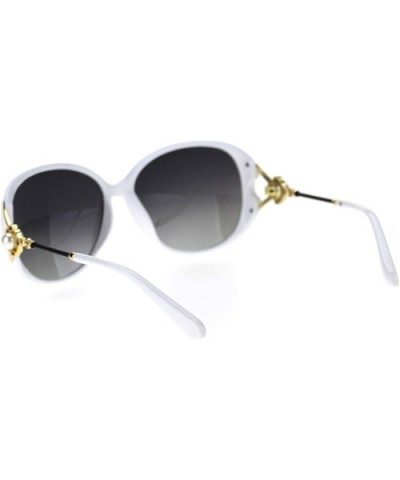Polarized Lens Womens Pearl Jewel Gem Brooch Hinge Butterfly Sunglasses - White Smoke - CR18TIX0Y3E $11.04 Butterfly