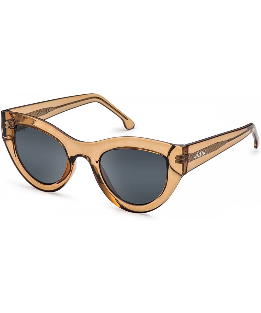 Polarized 80's Retro Cateye Sunglasses for Men Women - Brown - CP18EL7G0HH $17.81 Semi-rimless