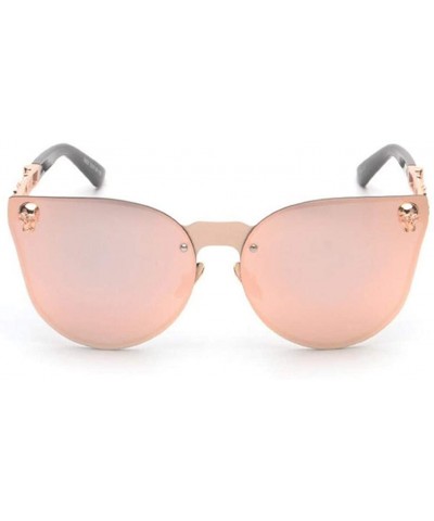 Rimless Cat Eye Sunglasses with Skull Frame and Flower Leg for Women Metal Temple Shade UV400 - C61987AR7R7 $11.08 Rimless