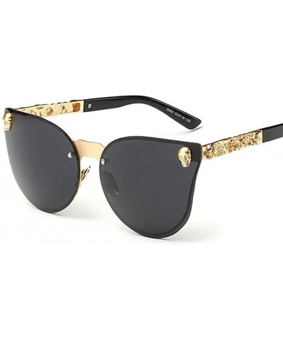 Rimless Cat Eye Sunglasses with Skull Frame and Flower Leg for Women Metal Temple Shade UV400 - C61987AR7R7 $11.08 Rimless