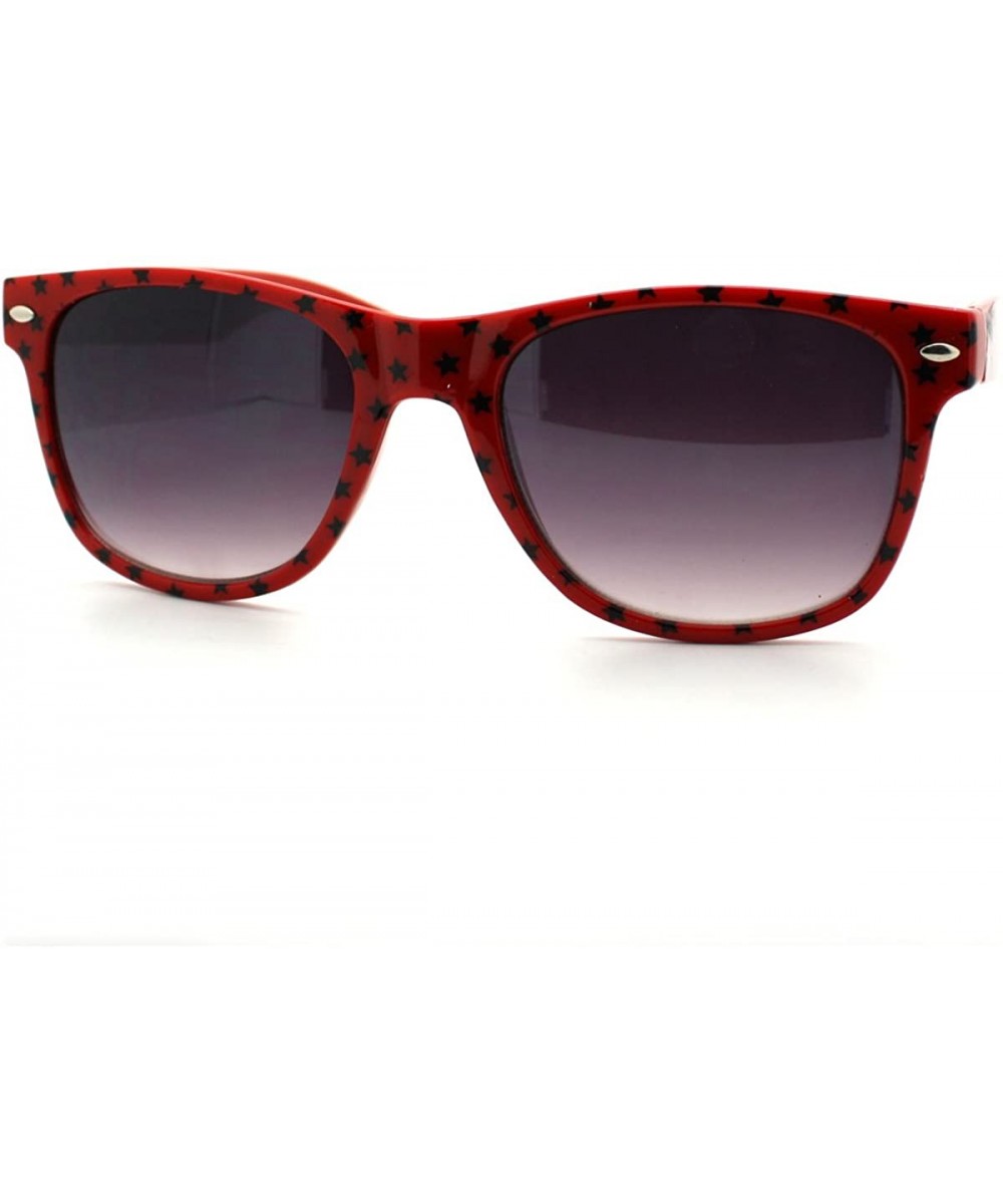 Stars Print Square Sunglasses Spring Hinge Frames - Red - CP11D6VOJVN $6.96 Wayfarer