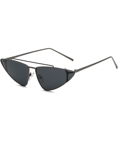 Women Retro Vintage Metal Cat Eye Designer Sunglasses - Black - CN18I4E8KQX $7.15 Oversized