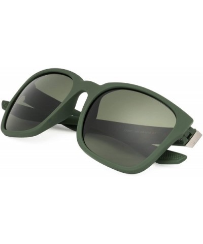 Mens Fashion Oversized Square Nylon Sunglasses 100% UV protection - Olive - C118XUM5SWS $11.70 Oversized