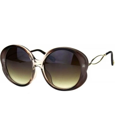 Womens Designer Style Sunglasses Cute Round Shape Shades UV 400 - Brown (Brown) - CZ18OZTOKWD $11.84 Oversized