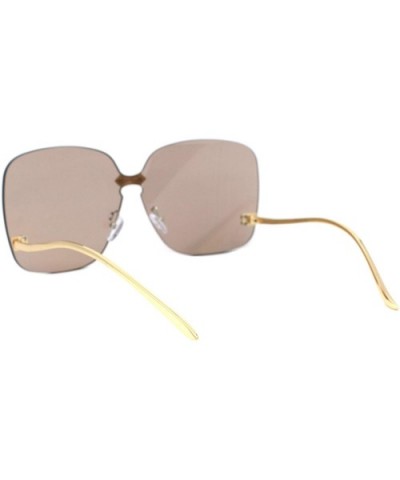 Womens Oversized Sunglasses Rimless Square Low Gold Temple UV 400 - Gold - CT18XIC094R $8.31 Rimless