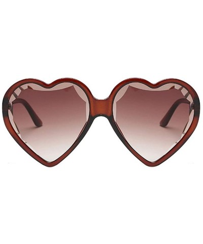Women Man Fashion Vintage Heart Shape Big Frame Sunglasses Eyewear Retro Unisex - G - CX18TQLM3AQ $4.45 Round