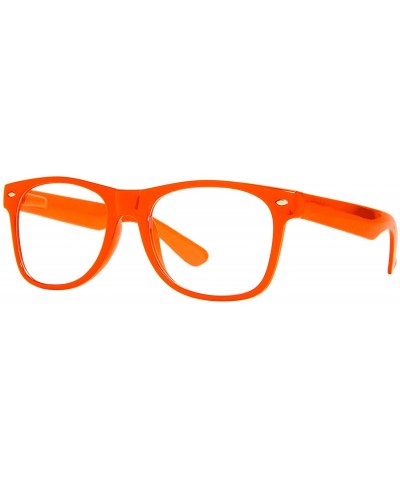 Horn-Rimmed Clear Sunglasses - Neon Orange - CF12O9RJVG9 $6.25 Square