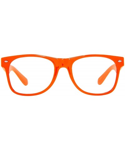 Horn-Rimmed Clear Sunglasses - Neon Orange - CF12O9RJVG9 $6.25 Square