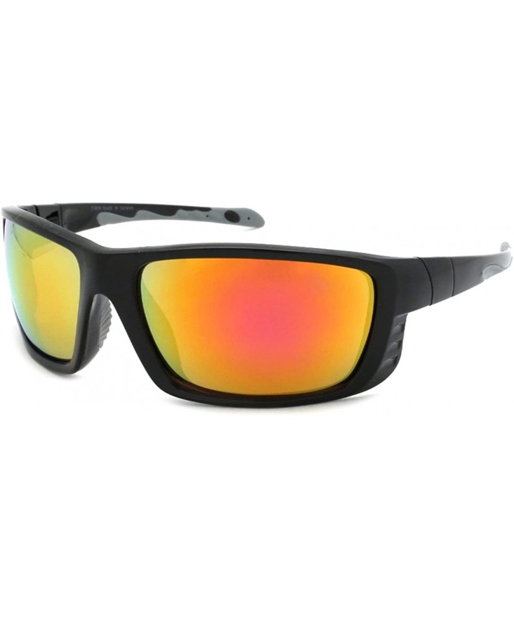 Men's Full Frame Sports Sunglasses with Color Mirrored Lens 570058/REV - Black - CM1271CE525 $5.70 Sport