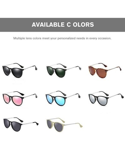 Polarized Sunglasses Vintage Retro Round Mirrored Lens for Women Men - Silver - C818XUAM0ST $10.74 Round