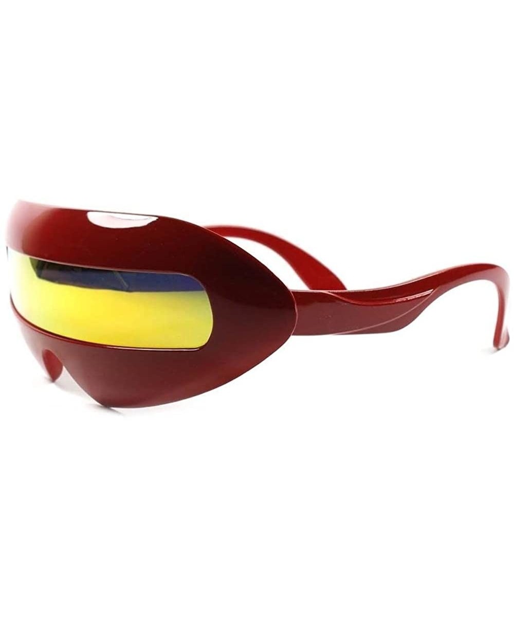 Alien Robot Costume Cyclops Novelty Futuristic Mirrored Lens Sunglasses - Blue / Blue - CO18ECG9RIX $13.78 Wrap