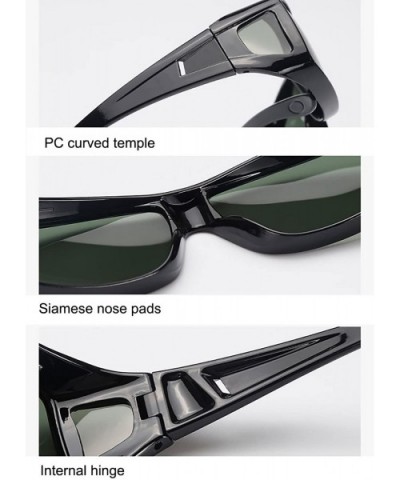 Polarized Rectangular Glasses Sunglasses Protection - Black Frame Blue Lens - CU18GA8KLN7 $9.41 Wrap
