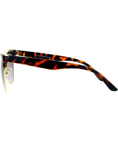 Mirrored Mirror Lens Retro Half Horn Rim Cat Eye Sunglasses - Tortoise Purple - C012FV991IN $8.48 Cat Eye