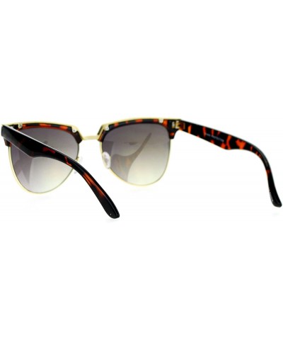 Mirrored Mirror Lens Retro Half Horn Rim Cat Eye Sunglasses - Tortoise Purple - C012FV991IN $8.48 Cat Eye