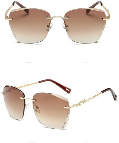 Retro Classic Frame less Sunglasses for Women Metal PC UV400 Sunglasses - Brown - CN18SZUE0UY $17.44 Sport