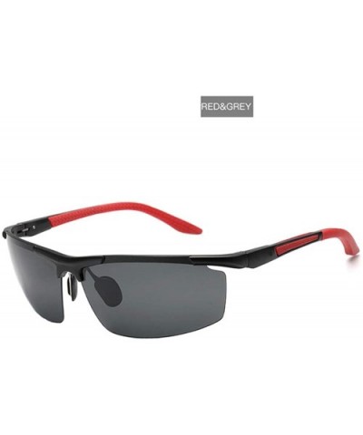 Men's Fashion Polarized Sport Sunglasses with Case Half Frame UV 400 Protection for Outdoor Use - Red+gray - C318T0AOONT $45....