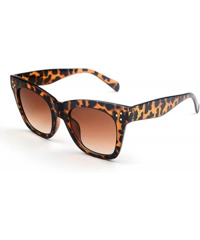 Vintage style Sunglasses for Men or Women PC Resin UV 400 Protection Sunglasses - Leopard Brown a - CD18SASX8EQ $10.31 Rimless