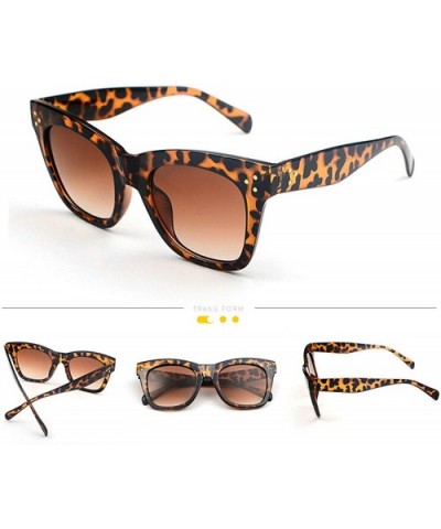 Vintage style Sunglasses for Men or Women PC Resin UV 400 Protection Sunglasses - Leopard Brown a - CD18SASX8EQ $10.31 Rimless
