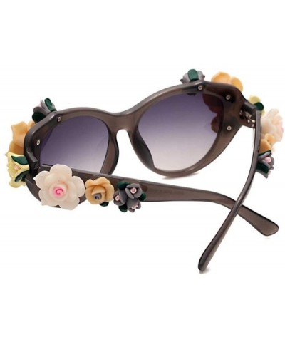Sunglasses for Women Oversized Cat Eye Glasses Flowers Sunglasses Beach On Vaction UV400 Protection - Grey - C51887WMMSR $10....