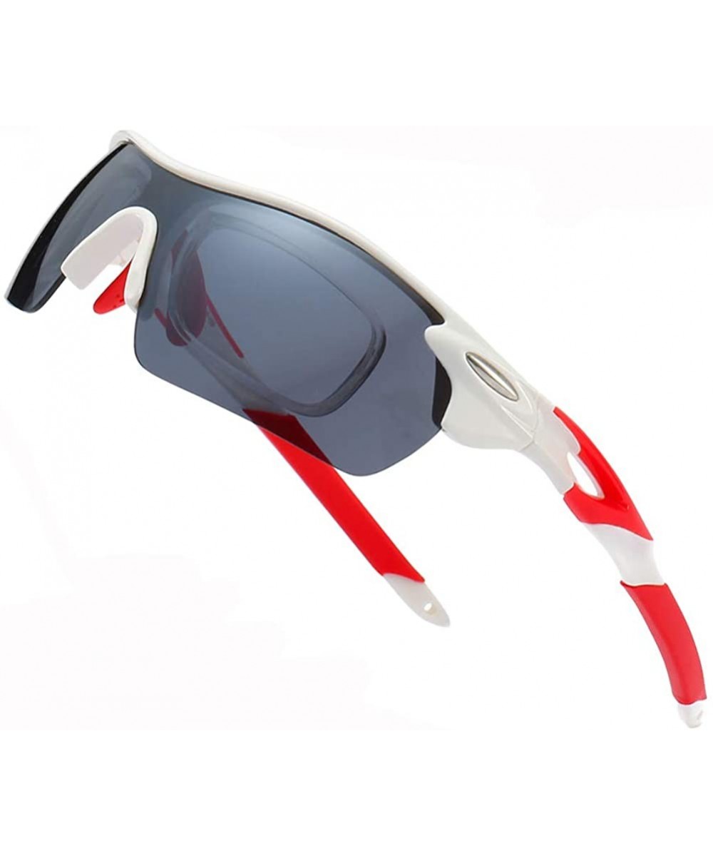 Sports Cycling Sunglasses for Men Women Unbreakable Shade Glasses for Running Bike Large - White - CY18Y35URXO $8.28 Sport