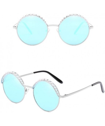 Classic Round Sunglasses Sports Eyewear for Ladies UV400 Protection - Blue - CA18DMO94HR $16.64 Sport
