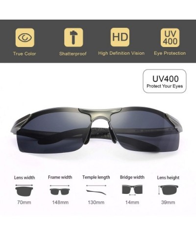 Men's Driving Sunglasses with Polarized Lens for Outdoor Fashion Metal Frame 100% UV Protection - CC196IL9E34 $14.64 Rectangular