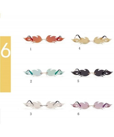 2020 Fashion Fire Flame Sunglasses Women Men Brand Design Rimless Wave Eyewear - Green - CT196K2ZEH8 $8.56 Butterfly