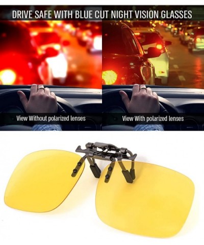 Clip on Polarized Night vision Glasses Flip up Anti reflective Anti Glare UV-400 Wear Over Glasses - CC18995AGM4 $9.09 Aviator