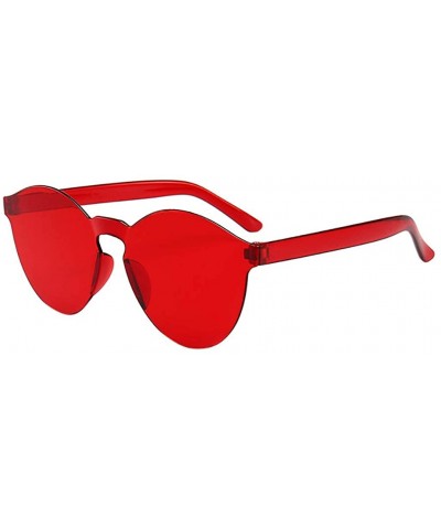 Lovely Rimless Tinted Sunglasses Transparent Candy Color Eyewear for Party Favor (Style P) - CL196MCRQOW $5.95 Oval