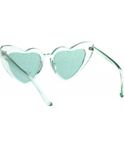 Glitter Lens Sunglasses Glasses Womens Heart Shape Cateye Fashion Shades - Mint (Mint) - CA18OSW3A99 $6.61 Oversized