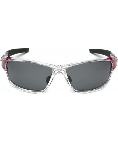Polarized Wrap Around Fishing Driving Cycling Golf Sunglasses - Clear - Red - CH11OXKLR9D $8.20 Wrap