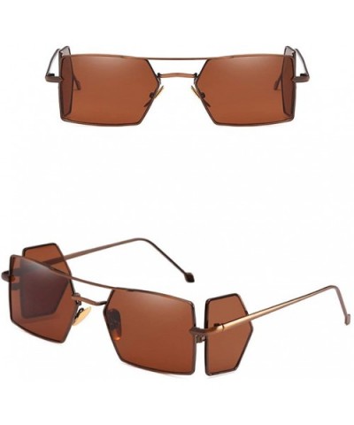 New Unisex Vintage Square Frame Sunglasses Retro Eyewear Fashion Radiation Protection - Coffee - CQ18SRYEC7E $5.85 Rimless