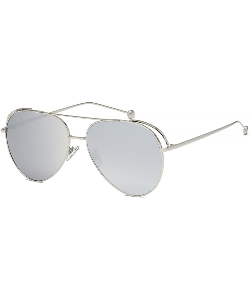 Ada Unisex Aviator Sunglasses Anti-UV Mirrored Lens Oversize Metal Frame-Silver Frame/Silver Lens - CN180OWWA9Y $15.98 Aviator