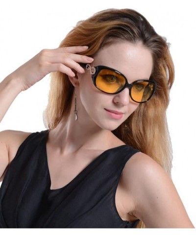 Womens Night Vision Goggles Driving Glasses Polarized Sunglasses - Black - CI186YDT2GH $13.53 Oversized