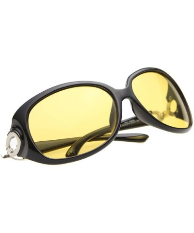 Womens Night Vision Goggles Driving Glasses Polarized Sunglasses - Black - CI186YDT2GH $13.53 Oversized